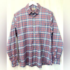 Faherty Brushed Soft Lightweight Blue Pink Plaid Flannel Button Down Shirt XL